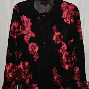 Floral Black and Red Shirt
